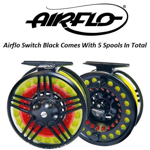 Clear 4 Spare spools Airflo NEW Switch Black Fly Fishing Reels Sizes 4/6 or 7/9 