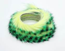 Chuck N Duck® Rabbit Zonker Strips Tiger Barred - Chartreuse/Mahi Green