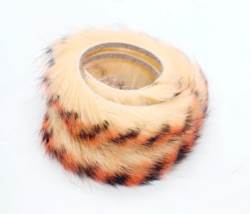 Chuck N Duck® Rabbit Zonker Strips Tiger Barred - Peach/Hot Orange
