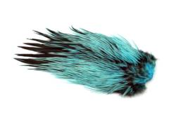 Whiting Brahma Rooster Saddle Cape - Badger Dyed Silver Doctor Blue