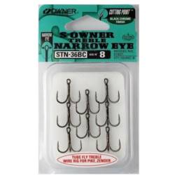 Owner STN36BC Stinger Treble Hooks - 51621 - Black Chrome Narrow Eye Type (8)